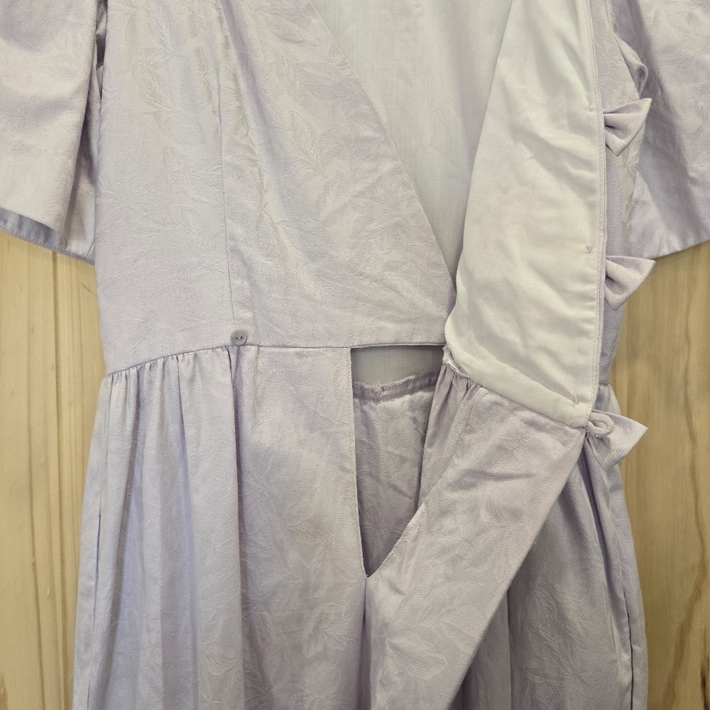 VTG 80s LANZ Lilac Lavender Cottagecore Puff Sleeve Bowback Maxi Dress Womens 14 - Picture 6 of 8